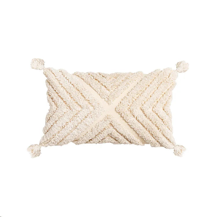 DecorBites™ Geometric Embroidery Cushion Cover with Tassel, Home Decor Pillowcase, Various Sizes