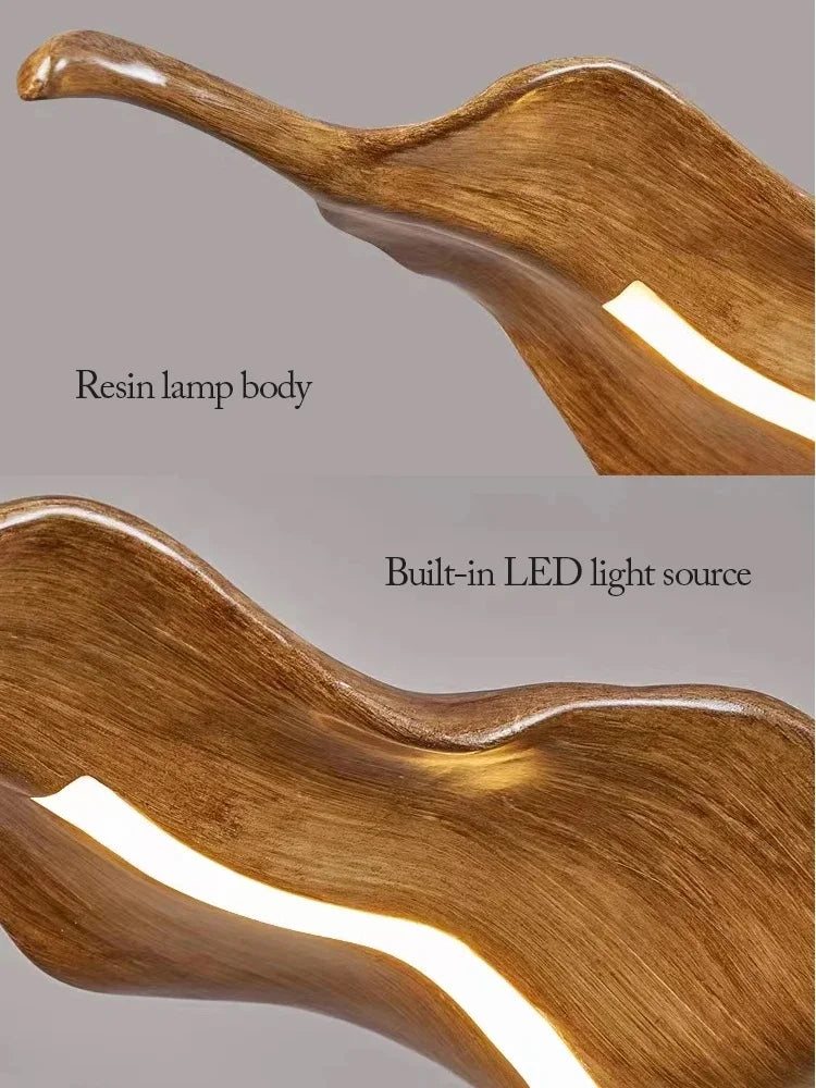 Vintage Resin Leaf Pendant Light With Iron Finish