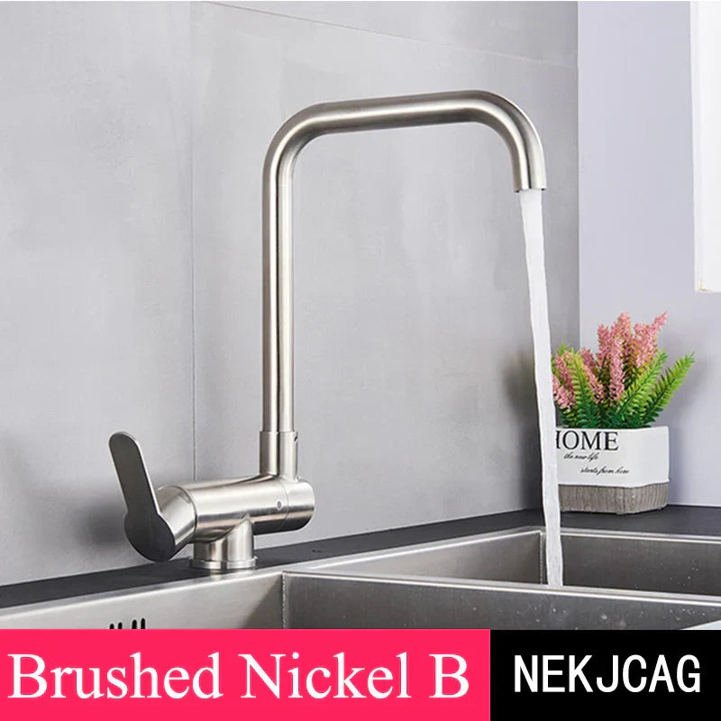 DecorBites™ 360° Rotating Black Kitchen Faucet, Deck Mount Sink Mixer Tap, 304 Stainless Steel