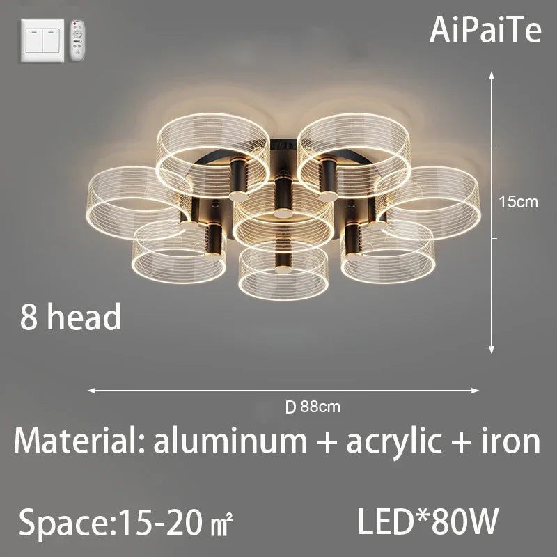 DecorBites™ Acrylic Lustre Chandelier for Living Room, Bedroom, Kitchen - Hanging Ceiling Lamps