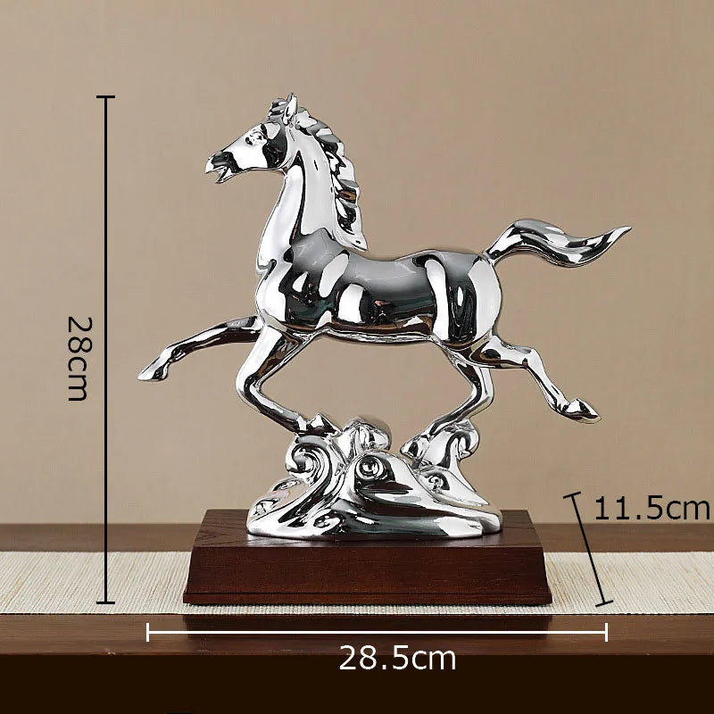 DecorBites™ Golden Horse Mascot Resin Statue Artwork for Aesthetic Room Decor