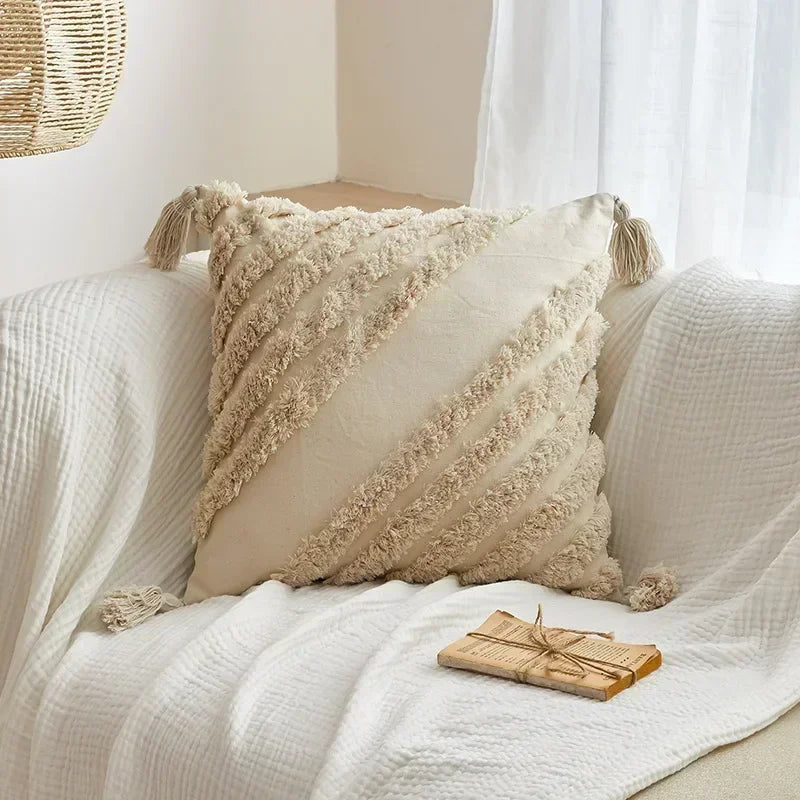 DecorBites™ Geometric Tufted Tassel Cushion Cover 30x50cm/45x45cm