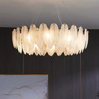 Feather Glass Gold Pendant Light