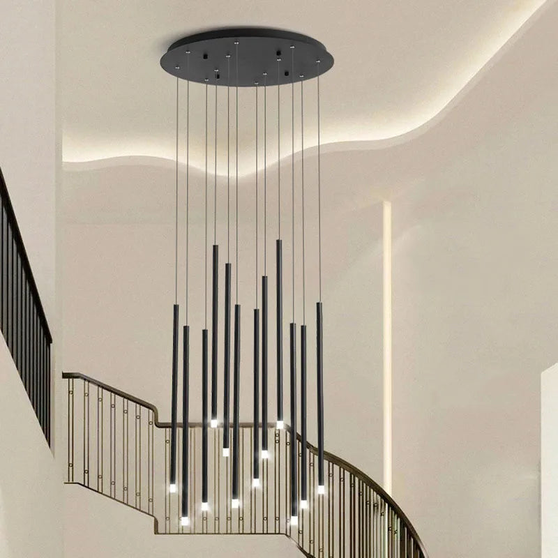 ثريا DecorBites™ LED: إضاءة عصرية بسيطة قابلة للتعديل باللونين الذهبي والأسود لغرفة الطعام