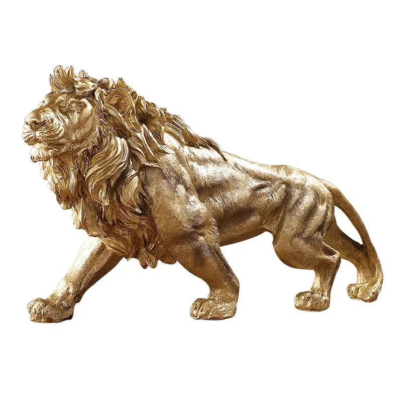 DecorBites™ Golden Lion King Resin Statue Ornament for Home Office Desktop Decoration