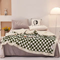 2024 DecorBites™ Checkerboard Lamb Fleece Blanket Cover - Premium Printed Blanket Series