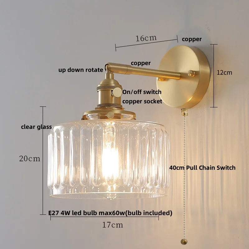 DecorBites™ Clear Flower Glass LED Wall Lamp with Pull Chain Switch