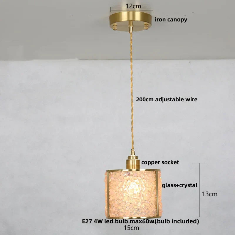 DecorBites™ Crystal Glass LED Pendant Lamp with Adjustable Copper Socket for Modern Luxury Décor