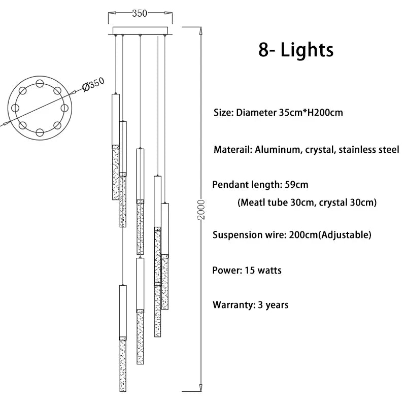 DecorBites™ Crystal LED Chandelier: Modern Nordic Minimalist Indoor Light Fixture for Living Room