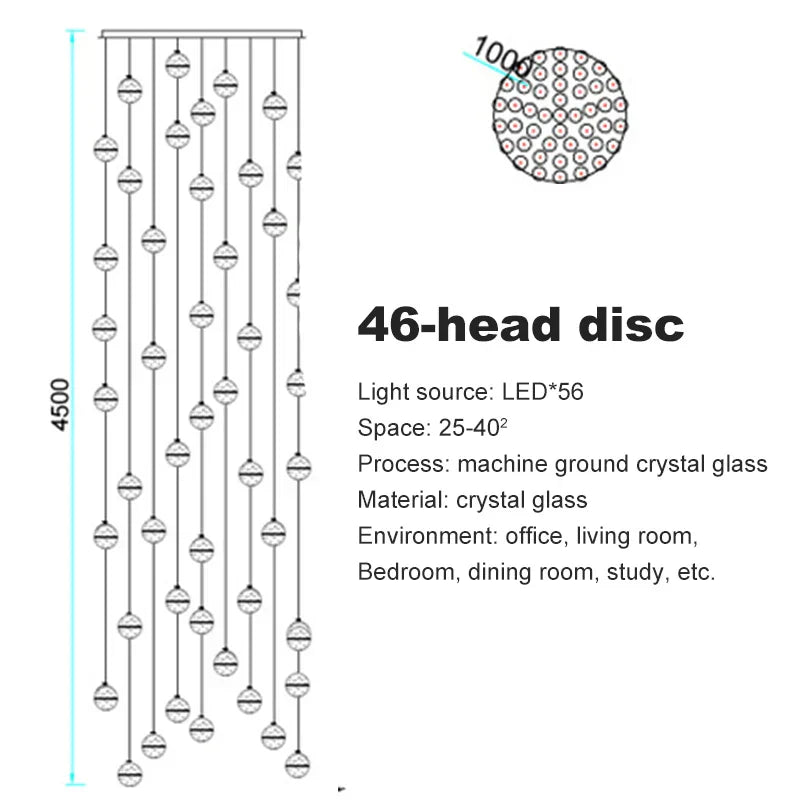 DecorBites™ Crystal Ceiling Chandelier for Staircase & Hallway, Elegant Long Cable Pendant Light