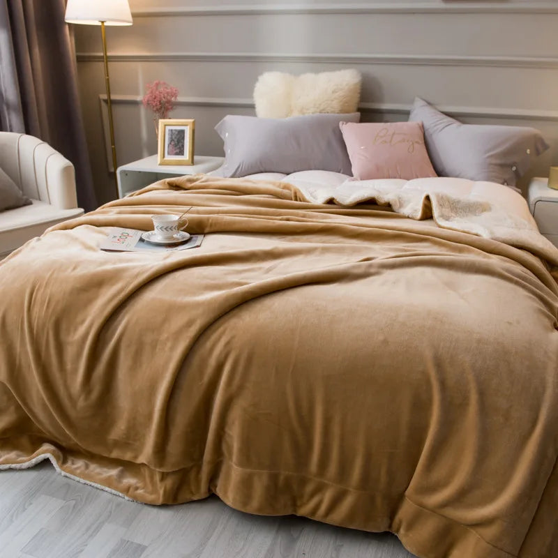 DecorBites™ Cozy Lambswool Flannel Blanket for Sofa, Office, and Bed