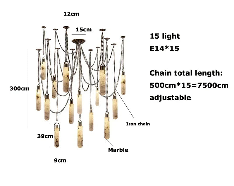 ثريا LED كروم ذهبية من DecorBites™ لغرفة الطعام - تصميم رخامي 2025