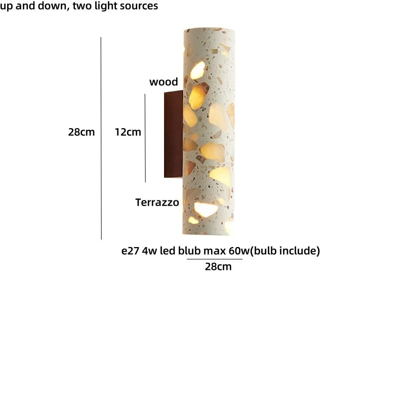 DecorBites™ LED Wall Lights for Dining Room Stair Bedroom Stone Terrazzo Wood - Wabi Sabi Aesthetic