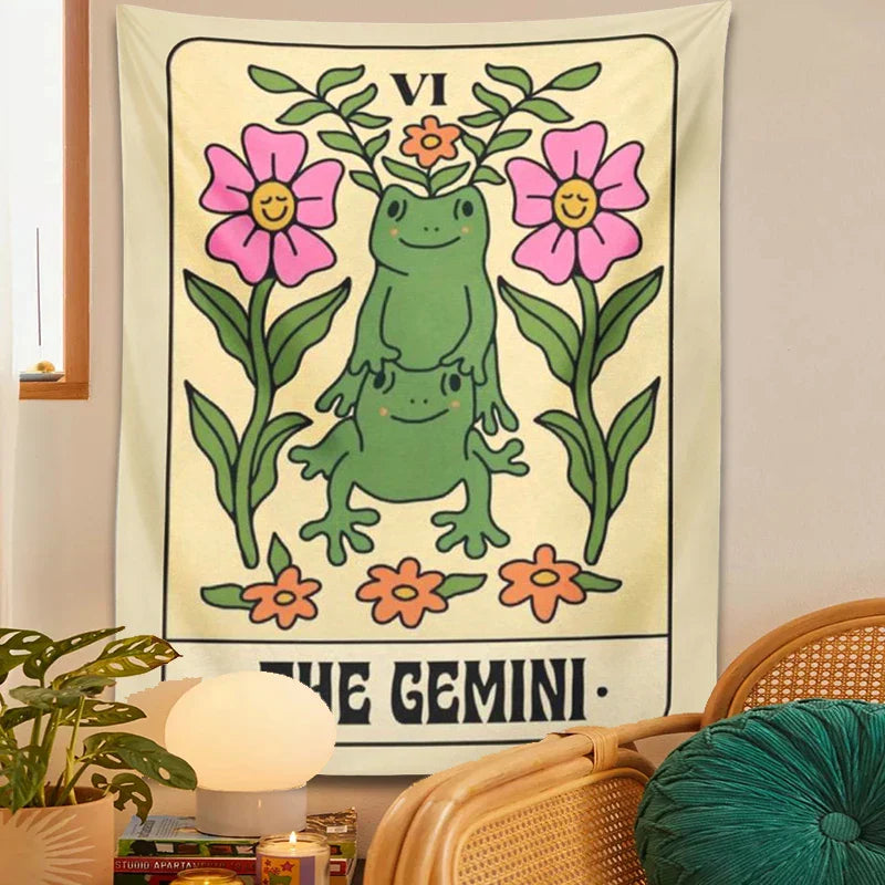 مفروشات حائط DecorBites™ Gemini Frog Constellation للديكور البوهيمي للغرفة