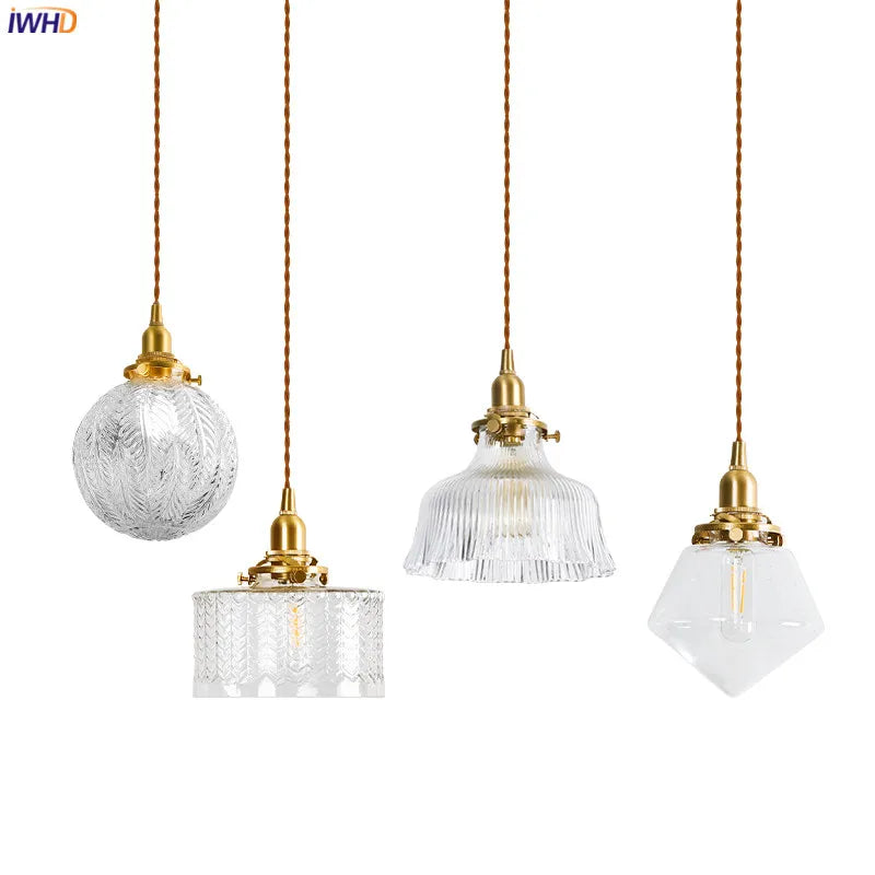 DecorBites™ Clear Glass LED Pendant Light: Modern Copper Hanging Lamp for Home Indoor Decor