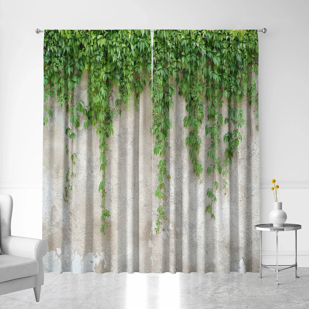DecorBites™ Green Leaf Plant Printed Curtains for Home Decoration and Modern Vibes