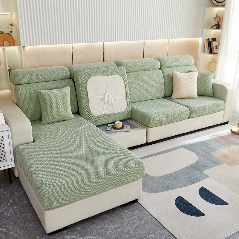 DecorBites™ Jacquard Velvet Sofa Cover - Polar Fleece Stretch Slipcovers