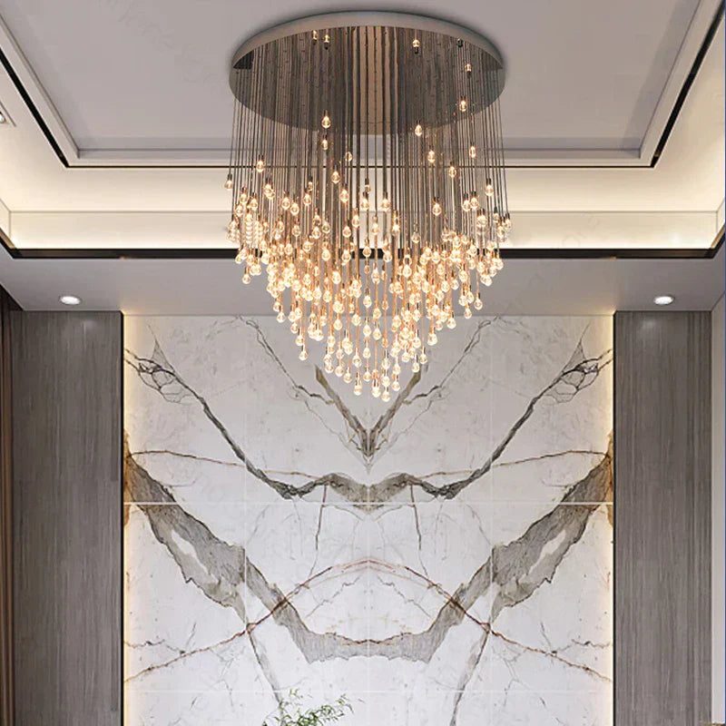 ثريا كرة كريستالية كبيرة LED ذهبية من DecorBites™ لغرفة المعيشة العصرية الفاخرة