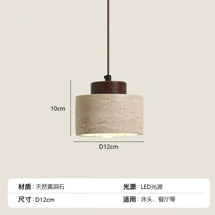 Modern Travertine Stone Pendant Light In Beige