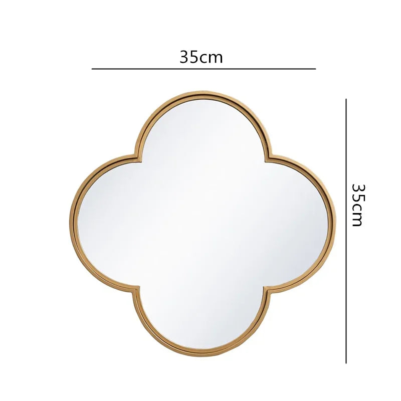 DecorBites™ Golden Border Geometric Plum Flower Mirror Wall Decoration