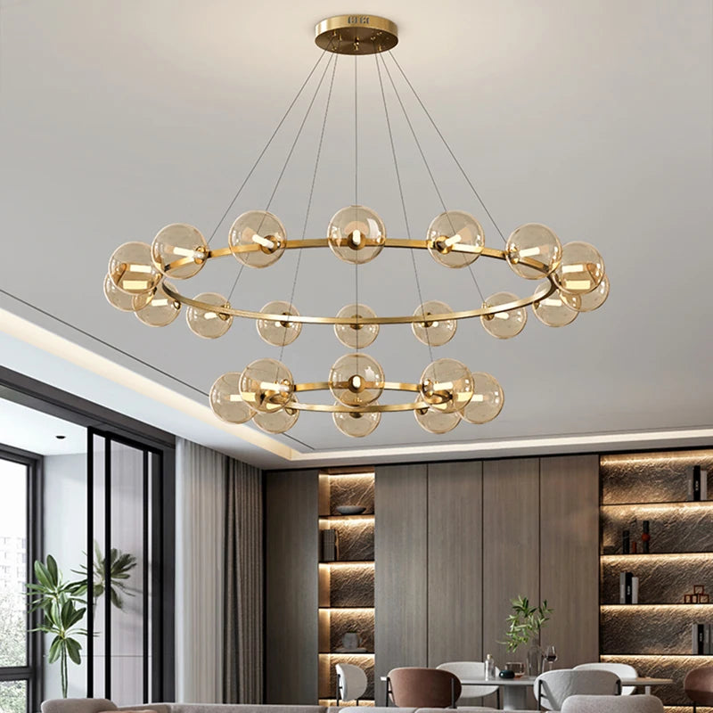 Contemporary Multi-Head Acrylic Glass Pendant Chandelier