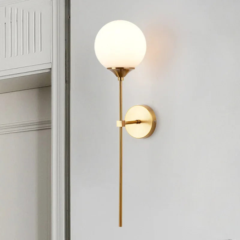 DecorBites™ Golden Glass Ball Wall Lamp: Modern Nordic Style Bedside & Living Room Lighting