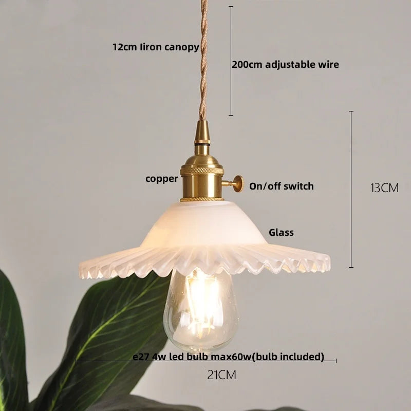 DecorBites™ Clear Glass LED Pendant Light Fixture with Copper Socket for Modern Home Decor