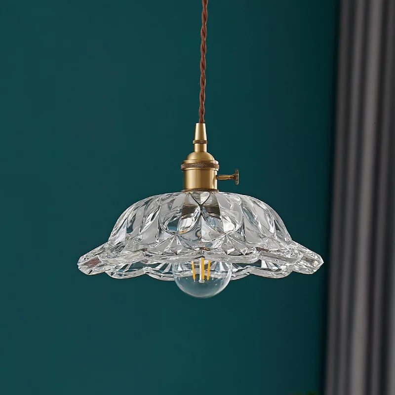 مصباح تعليق LED من DecorBites™ بتصميم ياباني، مصابيح تعليق زجاجية نحاسية