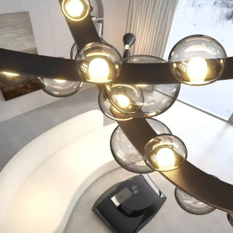 Nordic Leather and Glass Pendant Chandelier