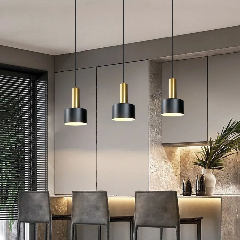 Nordic White Metal Pendant Light in Brushed Nickel