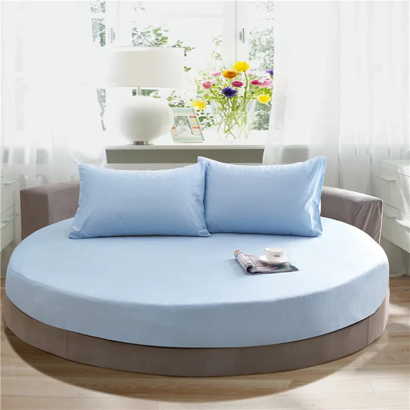DecorBites™ Cotton Round Fitted Bed Sheet Set with Pillowcases