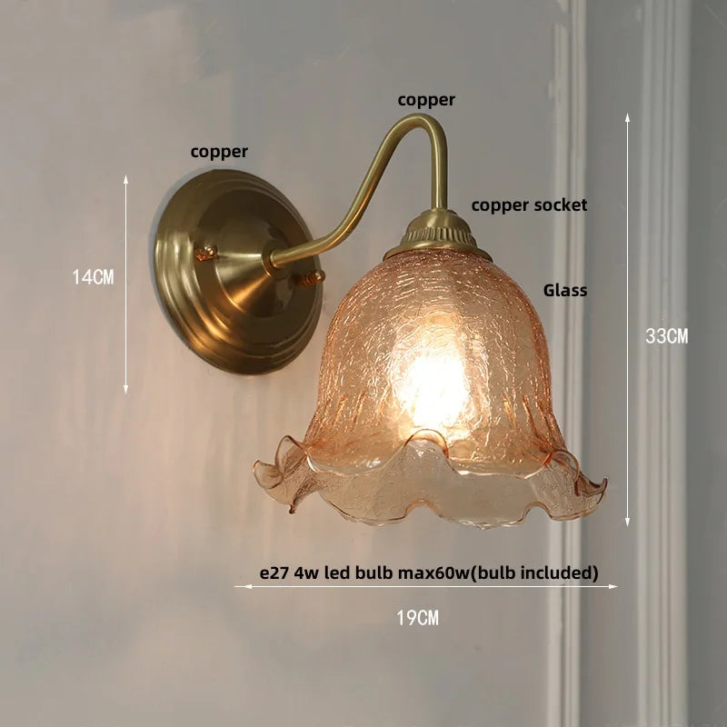DecorBites™ Clear Glass LED Wall Sconce Nordic Modern Brass Light Fixture Applique Murale