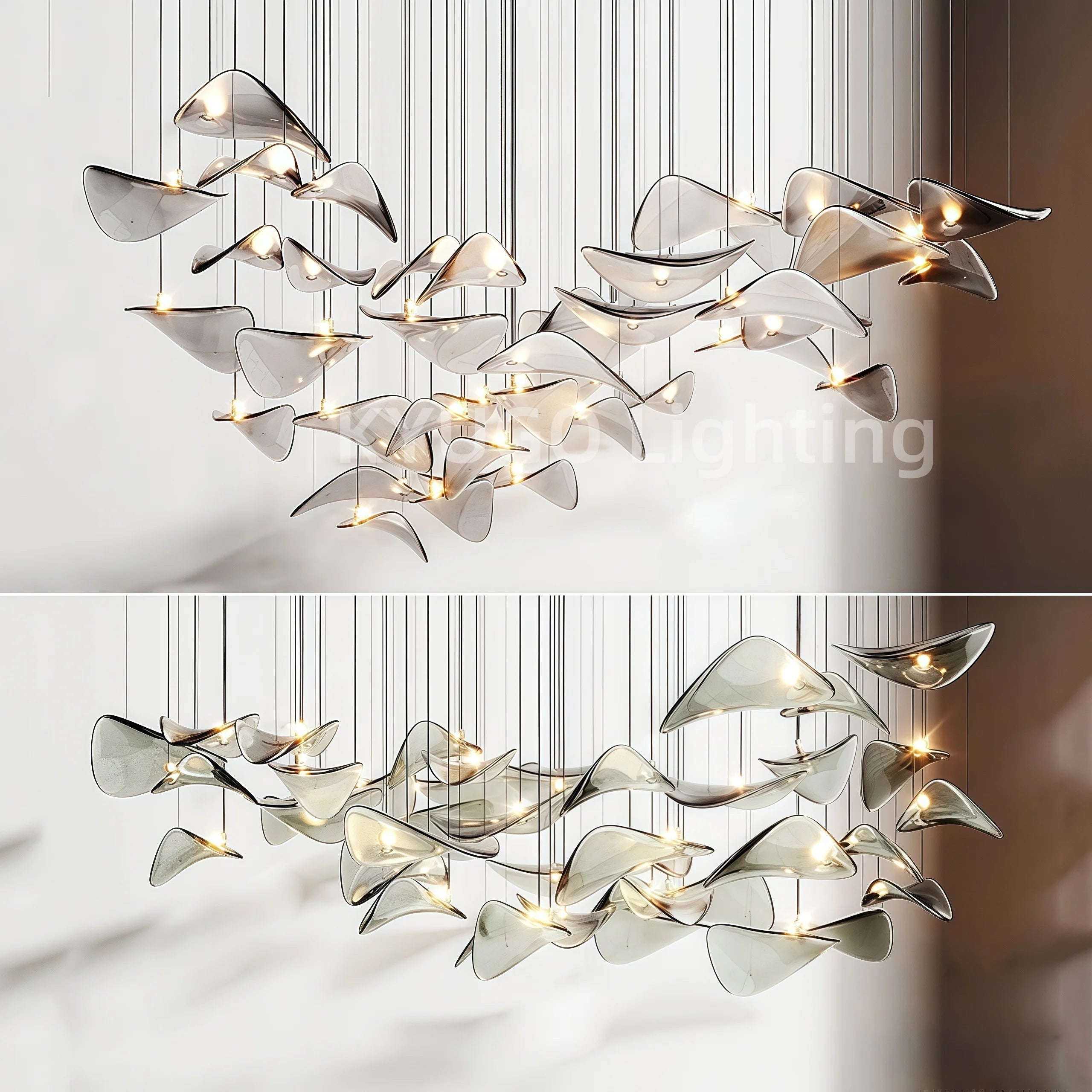 Nordic Lotus Leaf Art Glass Pendant Light
