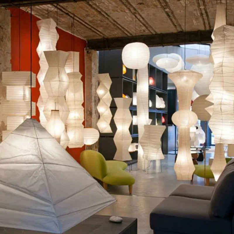 Japandi White Rice Paper Akari Pendant Light