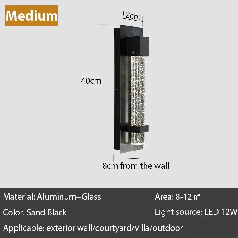 DecorBites™ Crystal Bubble LED Outdoor Wall Lamp for Porch, Entryway & Garden