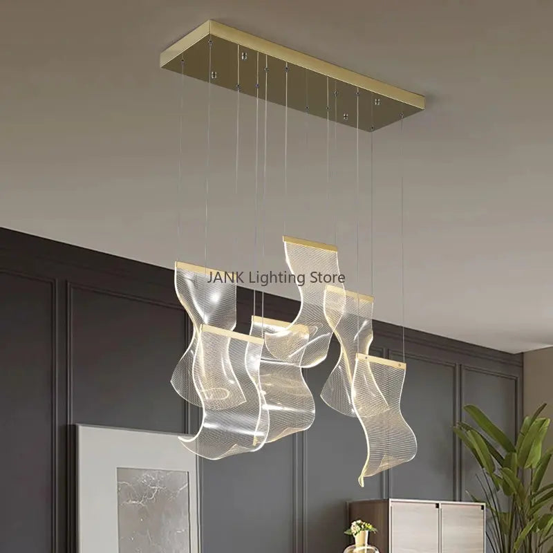 مصباح قلادة أكريليك LED من DecorBites™ لثريا درج حديثة فاخرة
