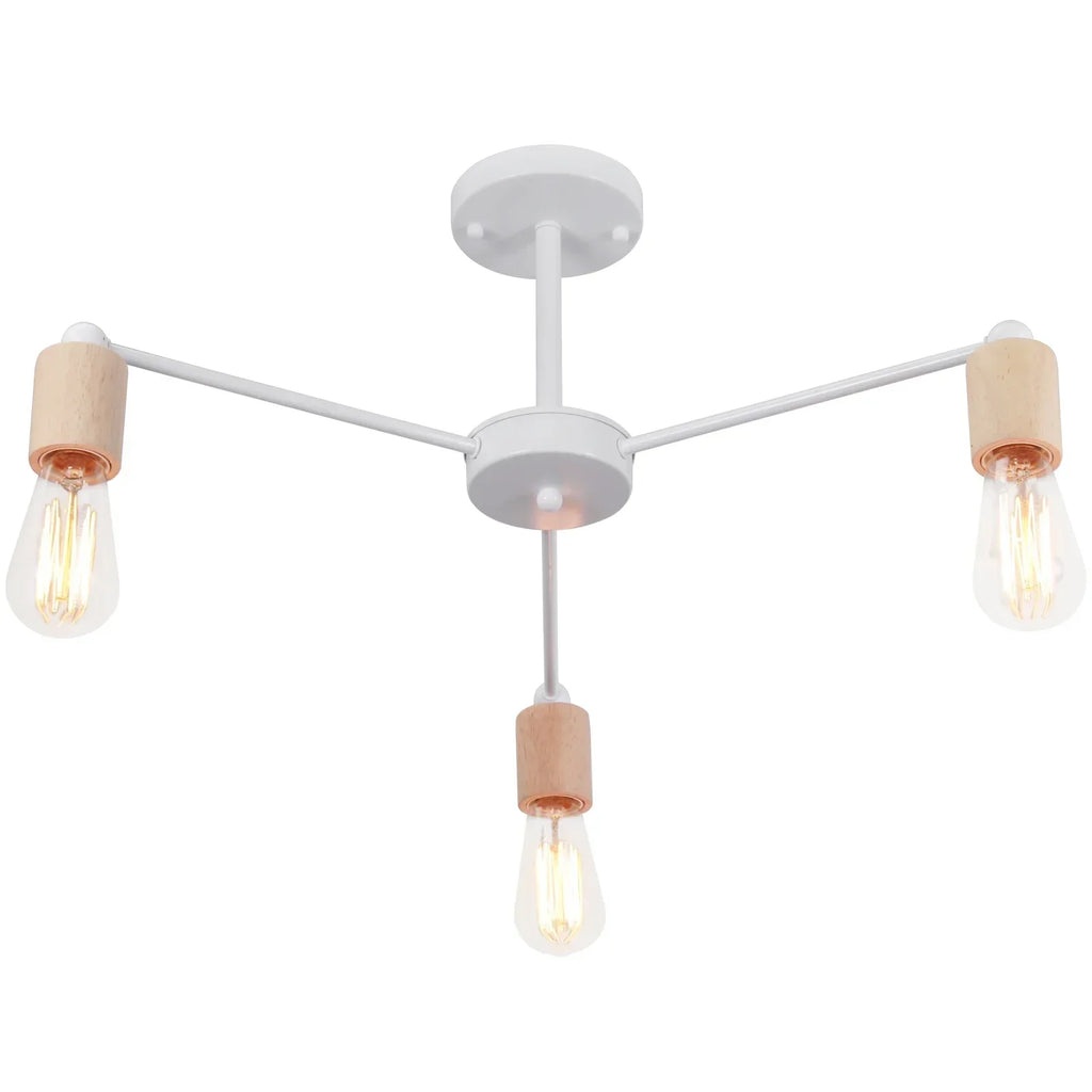 DecorBites™ Industrial Rod Iron Wood Sputnik Chandelier Ceiling Lamp LED E27 Home Lighting