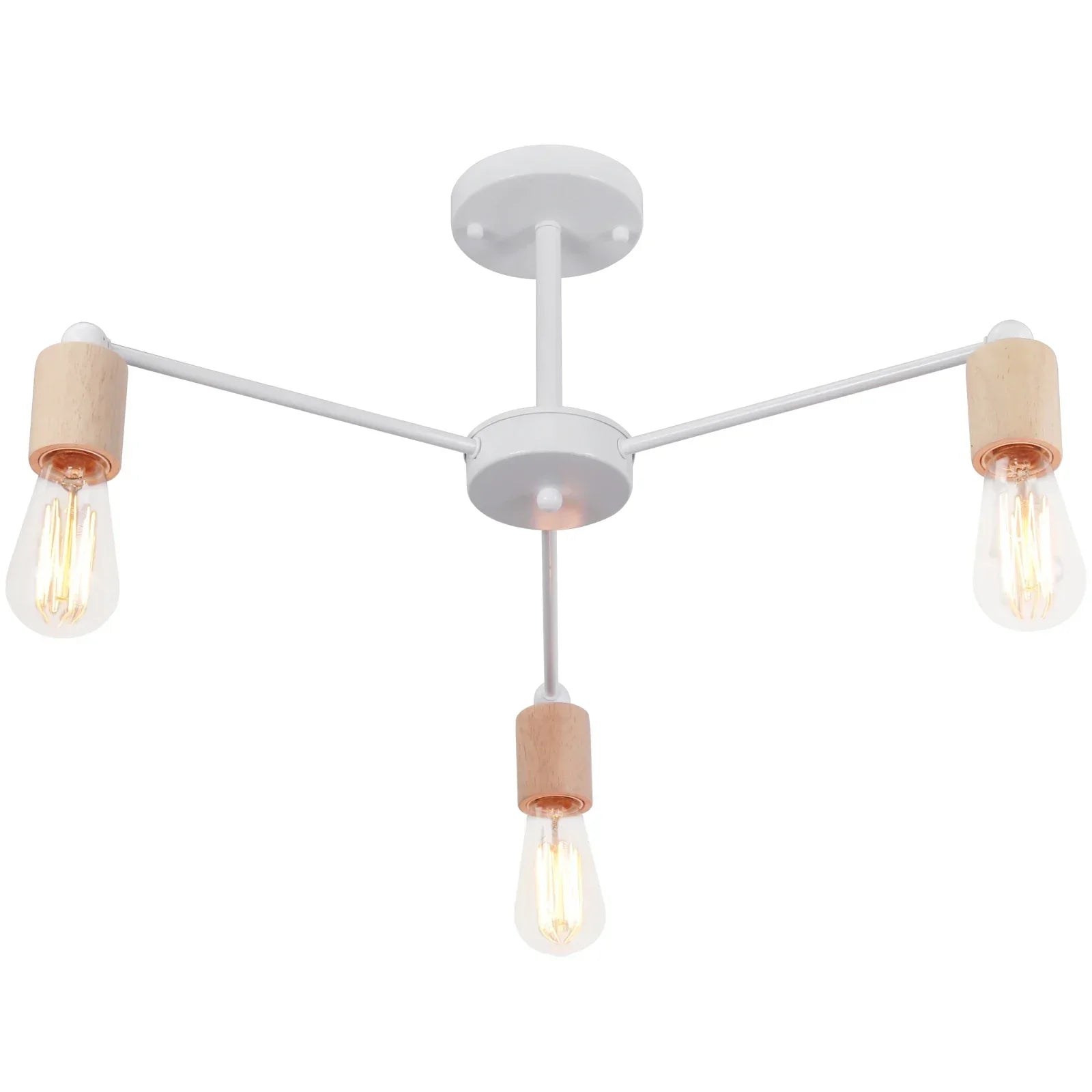 DecorBites™ Industrial Rod Iron Wood Sputnik Chandelier Ceiling Lamp LED E27 Home Lighting