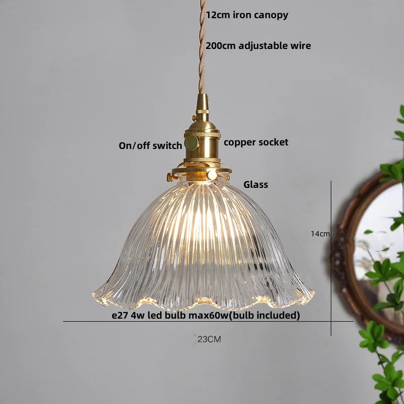 DecorBites™ Clear Glass LED Pendant Lights with Copper Knob Switch for Dining Room