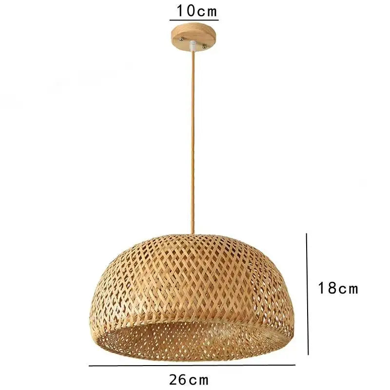 Handwoven Bamboo Wicker Pendant Light in Beige