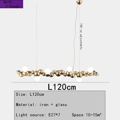 ثريا كاتربيلر LED من DecorBites™: مصباح معلق طويل أنيق لغرفة المعيشة، المطعم، الفندق