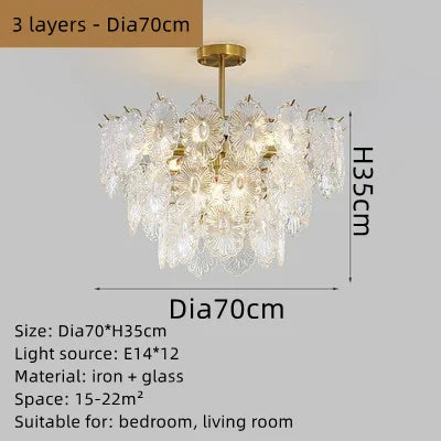 DecorBites™ Elegant Glass Chandelier with LED Lights for Home Décor