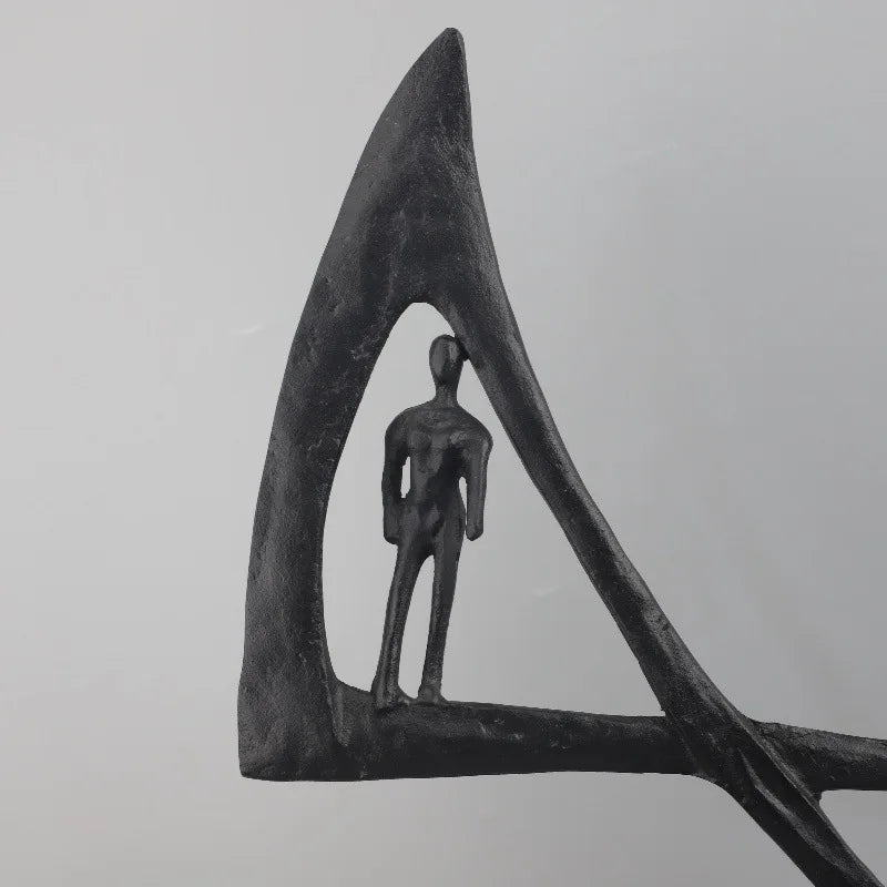 DecorBites™ Geometric Couple Cast Iron Figure Sculpture for Home Decor