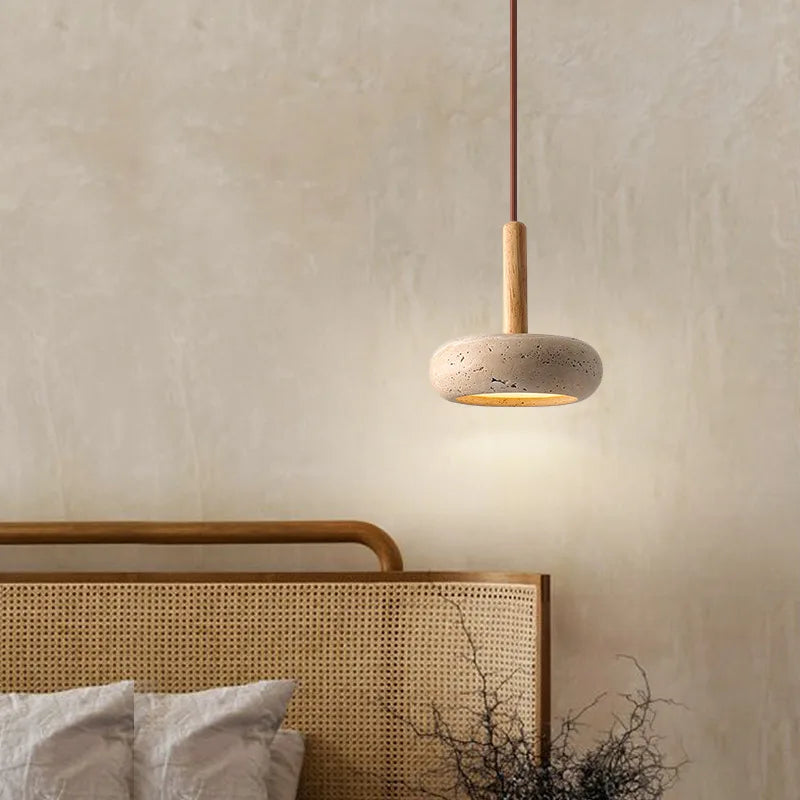 Modern Yellow Travertine Stone Pendant Light