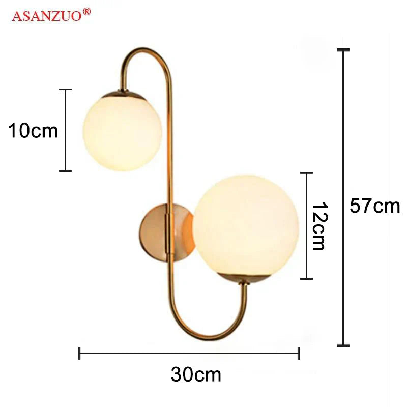 DecorBites™ مصباح حائط زجاجي ذهبي كروي LED دائري