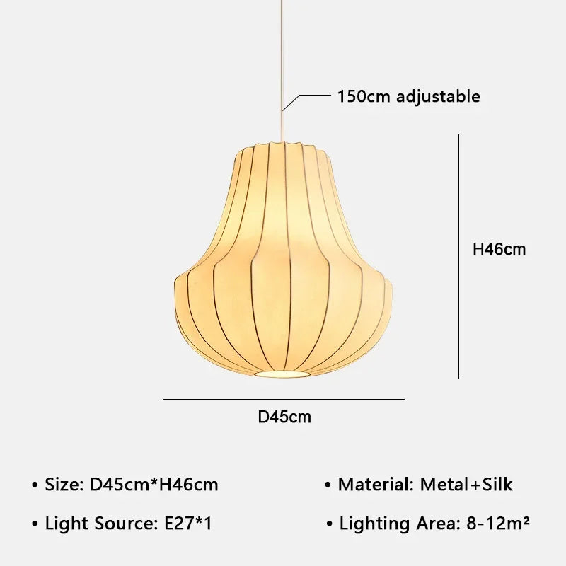 Japanese Wabi-Sabi White Silk Knitted Pendant Light