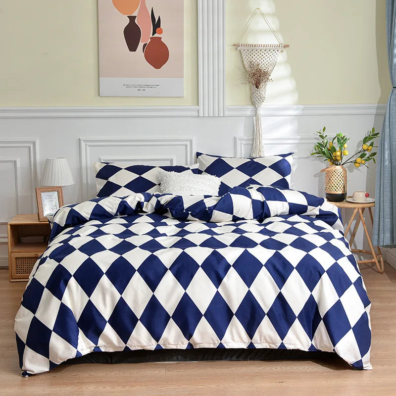 DecorBites™ Geometric Stripes Printed Bedding Set: Duvet Cover, Bed Sheets, Pillowcases