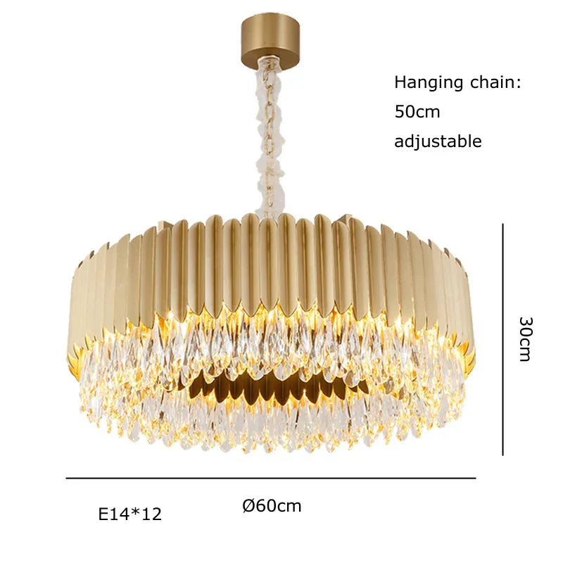 DecorBites™ Crystal 2024 Ceiling Chandeliers: Modern Dimmable LED Round Lamps Black