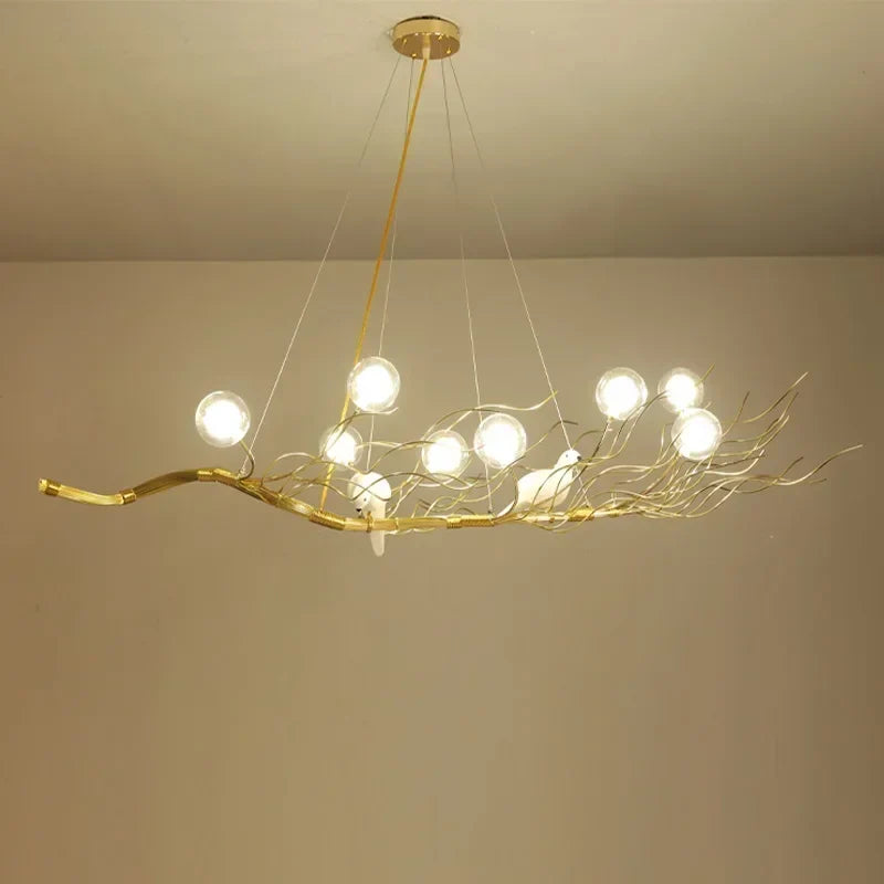 DecorBites™ ثريا LED متدلية بفرع حديدي: مصباح إضاءة غرفة الطعام الاسكندنافي