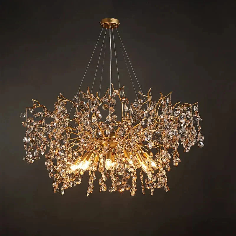 DecorBites™ Crystal LED Chandelier 60/80/100 cm Golden Luxury Lamp for Dining & Living Room